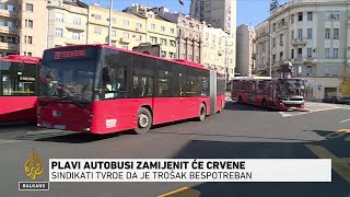 Sindikati protiv farbanja autobusa u Beogradu [upl. by Damarra]