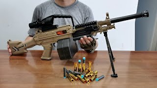 M249 Auto Shell Ejection Soft Bullet Toy Gun Unboxing 2023 [upl. by Diley276]