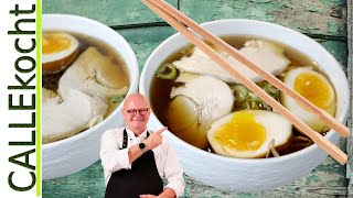 Ramen Asiasuppe mit kräftiger Hühnerbrühe selber kochen Rezept [upl. by Assilaj608]