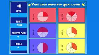 Matching Equivalent Fractions  Level 1 Math Game [upl. by Ahsiet]