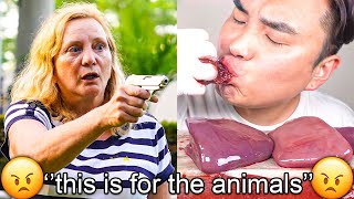 Vegan Karens SHOOT MEAT EATERS ON CAMERA [upl. by Inattyrb]