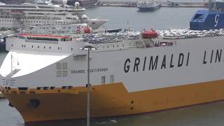 Grande Mediterraneo Vehicle Carrier of Grimaldi Lines docking at the Port of Piraeus Greece [upl. by Merilyn33]