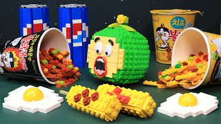 Lego Food In Real Life  Midnight MUKBANG With Green Apple  Lego Food ASMR [upl. by Cathryn178]