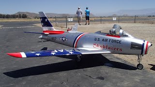 Global AeroJet F86F 23M 15 Scale Turbine Jet wSwiwin 140 at Hemet Jet Rally 2021 [upl. by Rheims]