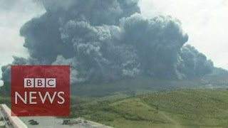 Moment Japanese volcano Mount Aso erupted  BBC News [upl. by Fleece]