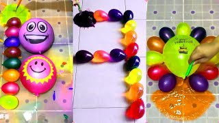 🛑36🟡 water colorful balloon Yellow Green Pink HBD Balloons amp mini balloons popping [upl. by Estus]