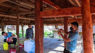 The Process of Cleaning and Buying Paint to Repaint a Wooden House  Family Farm [upl. by Nedlog3]