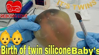 Birth Of Miniature Twin Silicone babys in womb  Reborn Love [upl. by Carvey939]