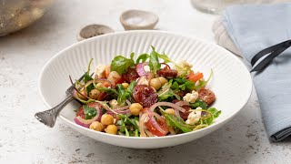 Chorizo Chickpea Salad With Feta Recipe [upl. by Azeria]