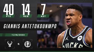 Giannis 40 PIECE 👀 Leads Bucks to win vs Mavericks  NBA on ESPN [upl. by Bartley]