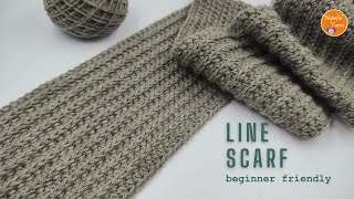 Crochet Scarf for Men  Easy Crochet Pattern for Beginners  Ribbed Line stitch for blankets scarf [upl. by Durkin786]