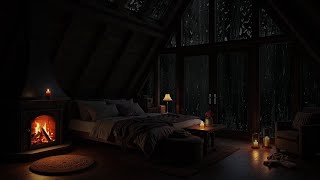 🌧️ Relaxing Rainy Day In The Bedroom  Rain Sounds And Fire 🔥 [upl. by Kiefer]