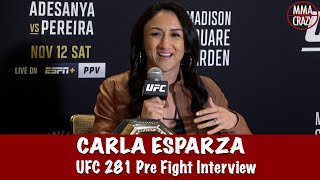 Carla Esparza on Zhang Weili “I plan on more of an exciting fight” at UFC 281 [upl. by Jeddy92]