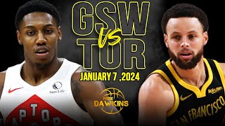 Golden State Warriors vs Toronto Raptors Full Game Highlights  January 7 2024  FreeDawkins [upl. by Nylatsirhc]