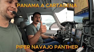 Llegando a Cartagena desde Panama en el hermoso Piper Navajo Panther PA31 [upl. by Nahc]