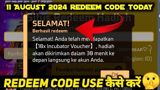 FREE FIRE REDEEM CODE 11 AUGUST 2024  HOW TO USE REDEEM CODE IN FREE FIRE  HOW TO REDEEM AUG TODAY [upl. by Grassi]