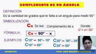 ÁNGULOS COMPLEMENTARIOS Y SUPLEMENTARIOS [upl. by Adnorrehs182]