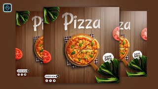 Pizza Restaurant Banner Post Design  Social Media Food Banner Design in Photoshop Tutorial [upl. by Anitnemelc392]