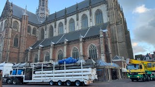 Kermis Haarlem 2022 Transport en opbouw Grote Markt Deel 1 [upl. by Washington]