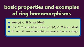 Abstract Algebra  Properties and examples of ring homomorphisms [upl. by Rats]