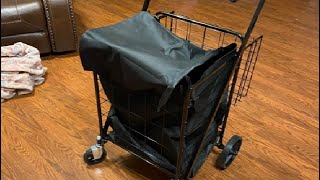 Folding Shopping Cart with Open Door Lightweight Grocery Cart on Wheels Review [upl. by Reamy]