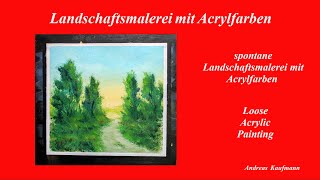 Landschaftsmalerei mit Acrylfarben auf Makulaturtapete 80g  geeignet für Anfänger [upl. by Noelani]