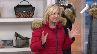 Nuage Stretch Puffer Coat with Removable Hood amp Faux Fur on QVC [upl. by Ranie]