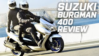 Suzuki Burgman 400 Review  Suzukis flagship scooter tested on UK roads [upl. by Vola]