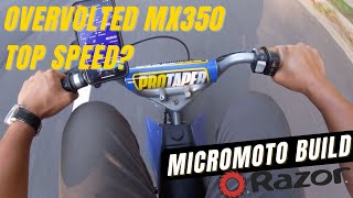 Razor MX350 Micromoto Build  Top Speed Test 36V Overvolted Stock Motor with 13T Sprocket [upl. by Lunseth62]