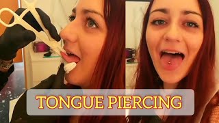 TONGUE PIERCING dont do it at home tutorial  piercing alla lingua [upl. by Aicilas]