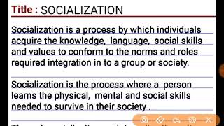 What is SOCIALIZATION explanation in Hindi [upl. by Ennairam434]