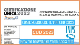 CERTIFICAZIONE UNICA 2023  COME SCARICARE IL TUO CUD ONLINE  How to download your 2023 cud online [upl. by Laius993]