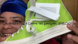 Converse x PLAY Comme des Garçons Chuck 70 acid lime green unboxing [upl. by Nereil]