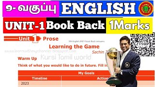 9th english unit 1 prose book back answers [upl. by Noryak769]