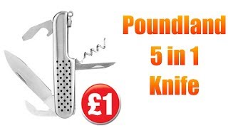 Cheapest Knife Ever  £1 5 In 1 Camping Knife From Poundland Unboxing amp Review [upl. by Pressey]