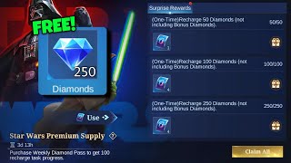 Claim FREE 250 Diamonds amp Galactic Tickets in StarWar Premium Supply Phase 1 [upl. by Pressman257]