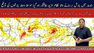 Heavy Monsoon Rain in Sindh Including Karachi  3rd and 4th August 2024 Latest Forecast [upl. by Alvinia952]