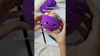 Cutest Crochet Cereal Bowl ever🥣💜TUTORIAL crochet [upl. by Esilrac]