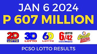 Lotto Result January 6 2024 9pm PCSO [upl. by Jenness]