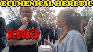 Ecumenical Heretic rebuked for his heretical claims speakerscorner [upl. by Elijah95]