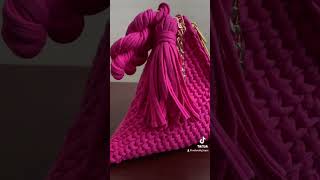 Crochet Hot Pink Pyramid Purse 🩷 crochet crochetersofinstagram crochetpurse hotpink fyp [upl. by Nolrac]