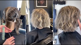 Wavy Bob Razor Cut  Easy Short bob Haircut Tutorial for women [upl. by Emlynne]