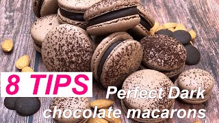 8 TIPS to make perfect dark chocolate macarons [upl. by Fisuoy]