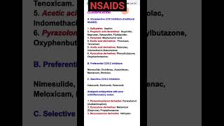 Classification of NSAIDS Non steroidal Antiinflammatory drugsshorts nsaids painkiller [upl. by Kitti]