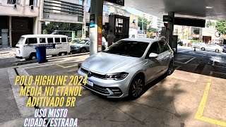 Média no etanol aditivado da BR do Polo Highline 2024 em uso misto CidadeEstrada na bomba [upl. by Schrick]