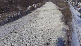 Phantom 3 flying over ice jam on kiski river leechburg pa part 2 [upl. by Tjaden178]