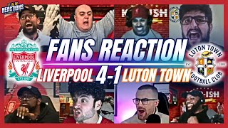 LIVERPOOL FANS REACTION TO LIVERPOOL 41 LUTON  PREMIER LEAGUE [upl. by Anwaf]