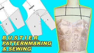 HOW TO DRAFT A BUSTIER BUSTIER  PATTERNMAKING AND SEWING  LA MODÉLISTE [upl. by Gallard725]