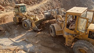 Two Caterpillar Wheel Loader 966E Make And Reopen After Huge Landslide hardwork [upl. by Burnsed]