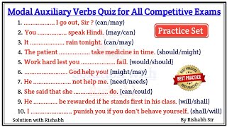 Modal Auxiliary Verbs practice set  Auxiliary verbs exercise  Auxiliary verbs quiz for All exams [upl. by Torras152]